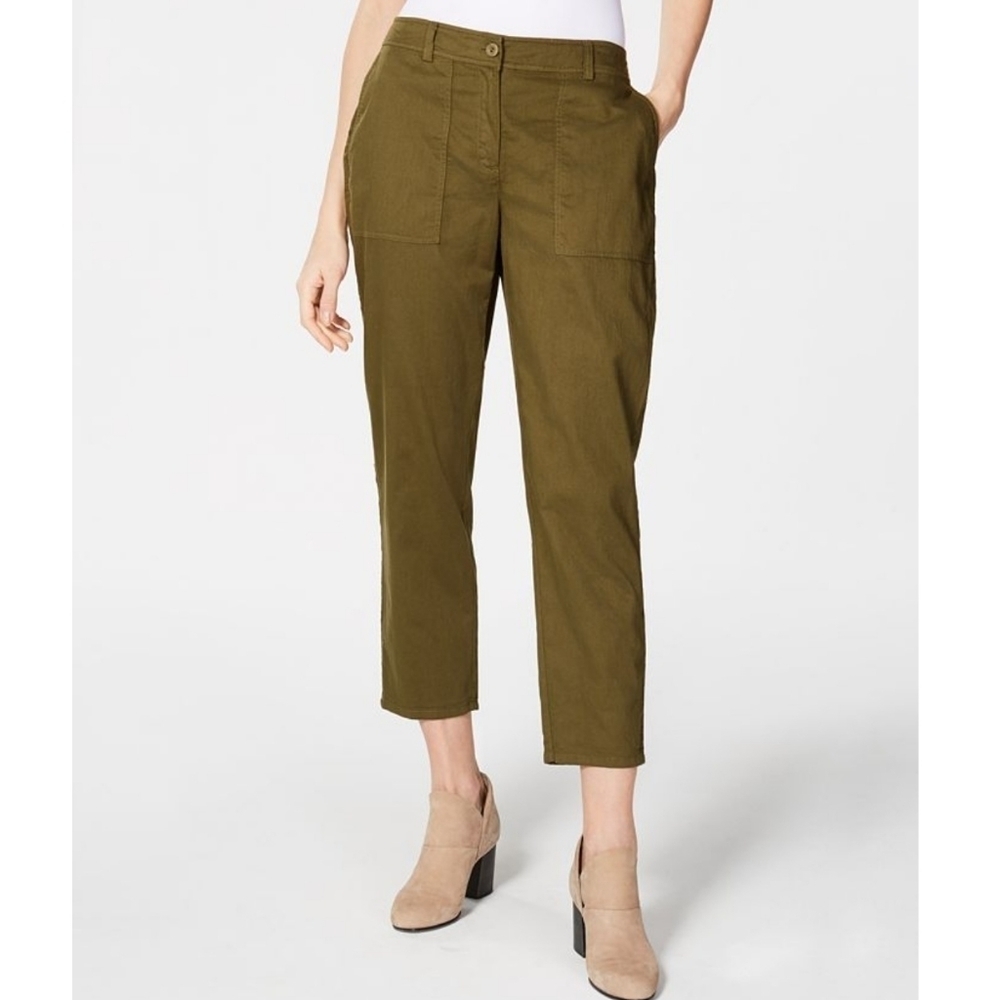 🌸NEW Eileen Fisher | Organic Cotton Cargo Pants, Olive‎ 14